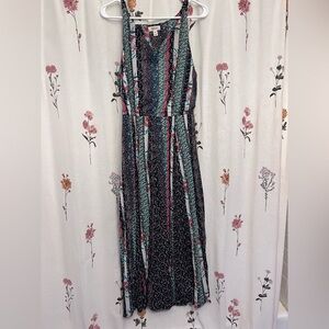 Style & Co. Black and Blue Floral Maxi Dress